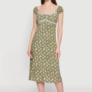 Madden Girl Olive Floral Midi Dress